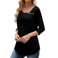 thumbnail image 4 of UVN Summer Square Neck Blouses for Women 3/4 Sleeve Shirt Ladies Dressy Casual Button Tunic Tops, 4 of 9