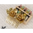 thumbnail image 2 of Golden Tone Metal Vintage Floral Rose Leaf Hair Pin Clip Comb, 2 of 4