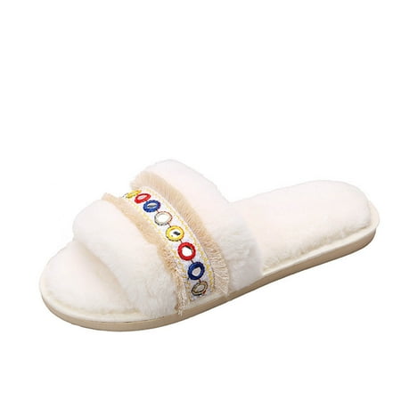 

Penkiiy Women s Fuzzy Slippers Open Toe Plush Sandals Cozy Furry Slides Soft Warm House ShoesWinter Slippers for Women and Girls
