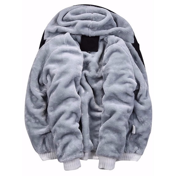 Avamo Mens Outwear Full Zip Up Sweater Jacket Hooded Hoodies Winter Slim Fit Fleece Sweatshirt Thick Long Sleeve W11 Gray 2XL