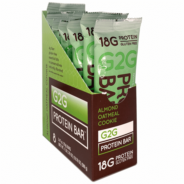 G2G Protein Bar, Almond Oatmeal Cookie, GlutenFree, Clean Ingredients
