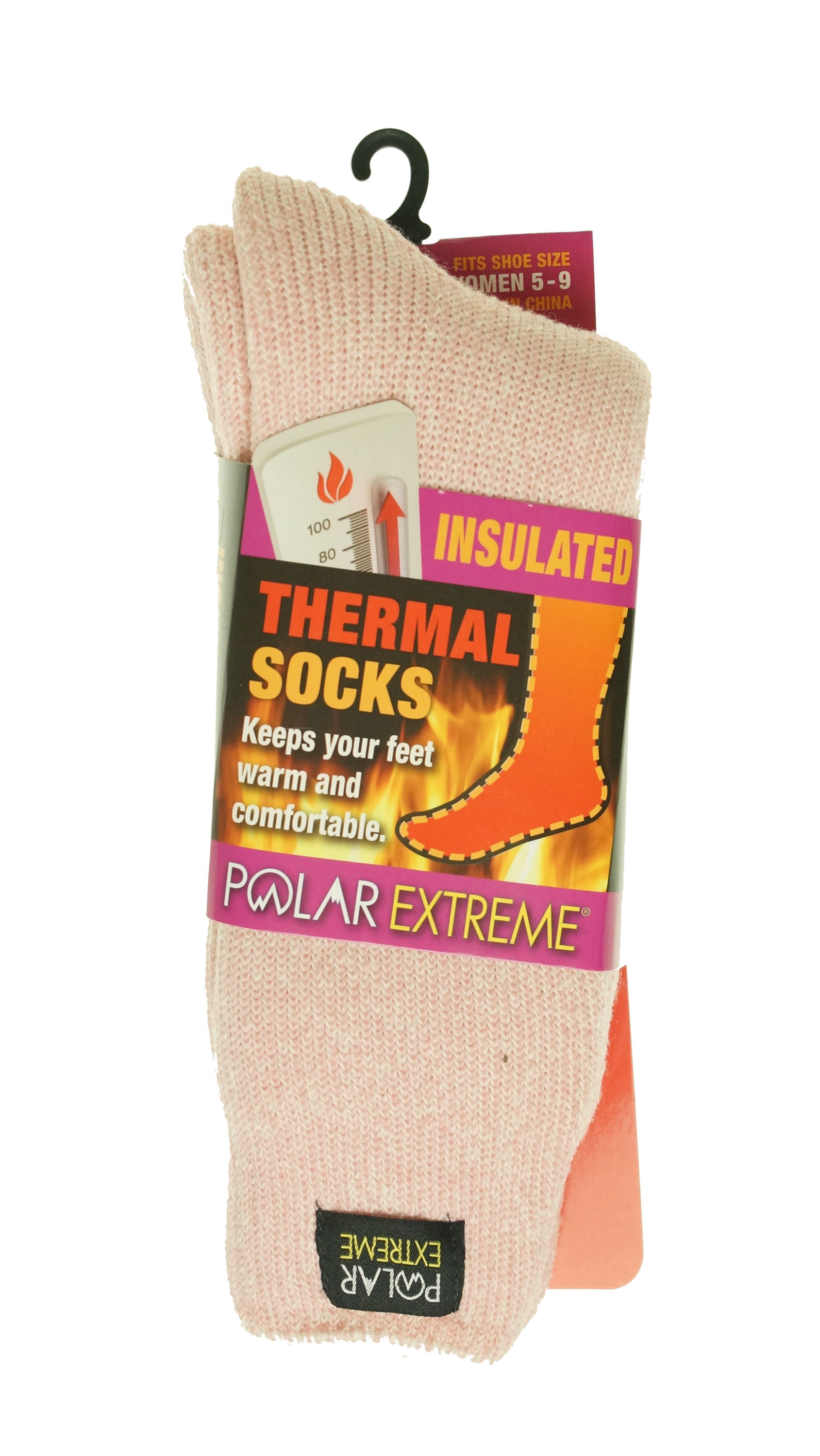 Polar Extreme Insulated Thermal Socks Shoe Size 5-9 Women Pink