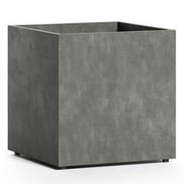 COSAPOTS Reglito Cube Planter – Fiberglass Indoor/Outdoor and Weather-Resistant Large Planter (Grey Stone, 31.5" L x 31.5" W x 32.1" H)