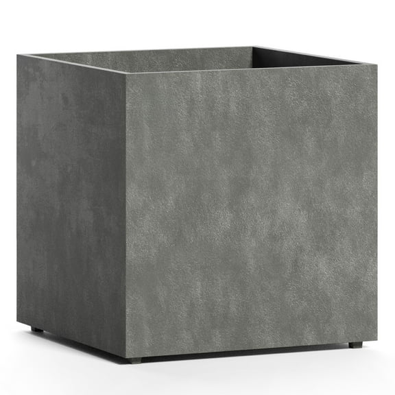 COSAPOTS Reglito Cube Planter – Fiberglass Indoor/Outdoor and Weather-Resistant Large Planter (Grey Stone, 31.5" L x 31.5" W x 32.1" H)