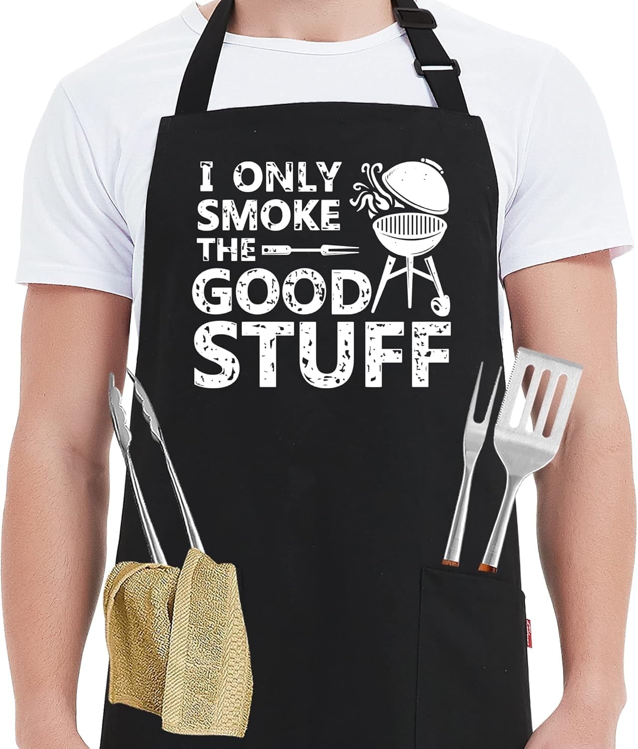 Freedomtees 'Daddy's Cooking Tonight' Funny BBQ Apron Set - Matching Dad & Little Helper Aprons, Black, 22x30 Inches