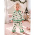 thumbnail image 5 of RUINIXCW Toddler Baby Girl Christmas Pajamas Set Kids Spring Fall Winter PJS Sleepwear Ruffled Button Down Collar Long Sleeve Shirt Tops Pants Set, 5 of 10