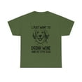 thumbnail image 2 of I Just Want To Drink Wine And Pet My Dog Unisex Heavy Cotton Tee, 2 of 9