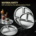 thumbnail image 4 of 4Pack Stainless Steel Plates, 8Inch 3 Section Round Divided Plates Portion Control Plates Partition Plate for Camping,4 * Stainless Steel Plates,Silver, 4 of 9