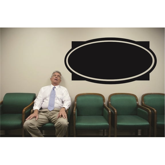 Wall Decal : Rectangular With Overlapping Oval Shape Frame Design Silhouette 16x24 Inches