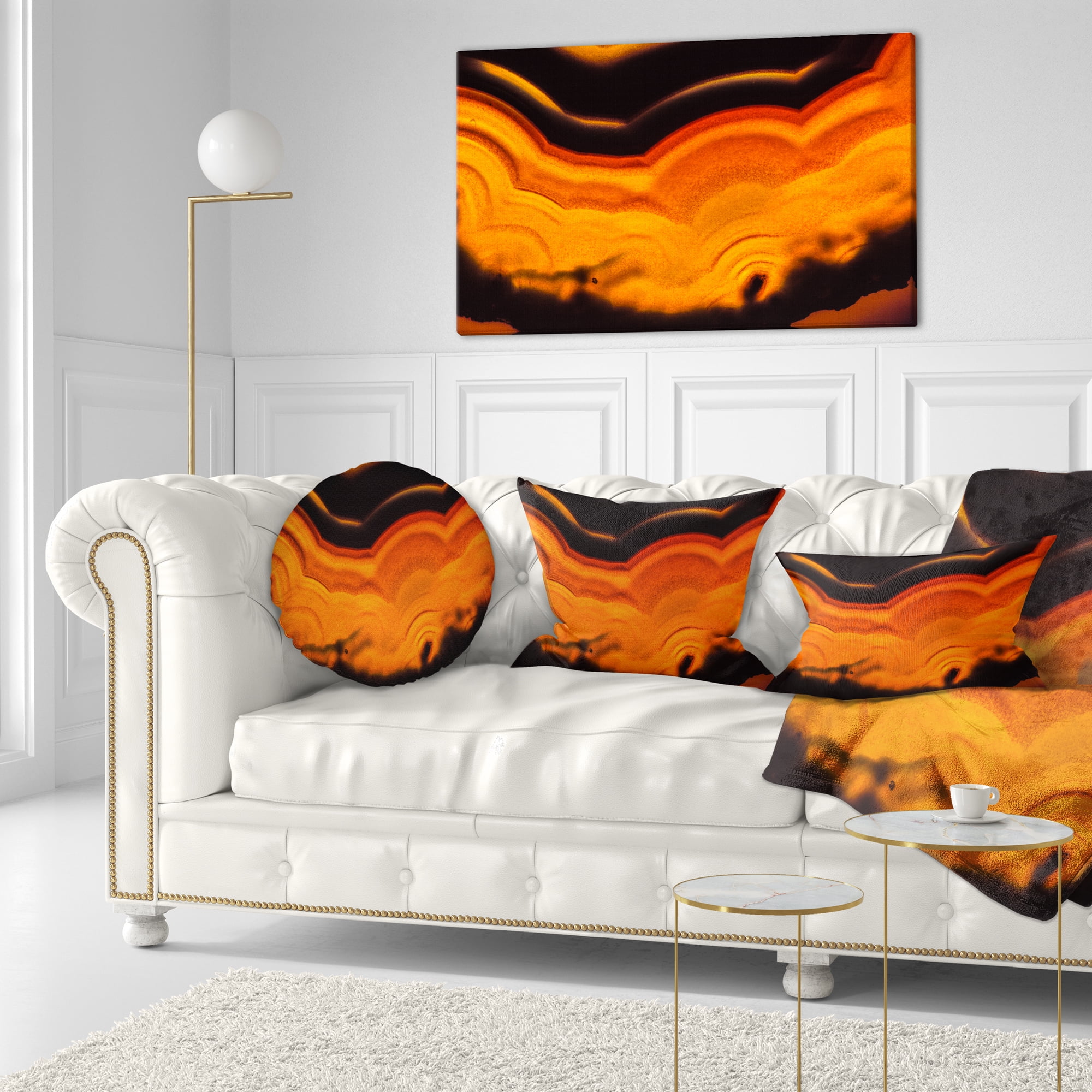 Designart Agate Macro Orange - Abstract Throw Pillow - 12x20