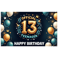 thumbnail image 2 of Gold Balloon Happy Birthday Banner Official Teen Theme Decorative Design Crown Element Party Celebration for Teen Birthday Indoor Celebration Photo Shoot, 2 of 8