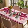 thumbnail image 3 of Light Pink Valentines Day Table Cloths for 4 Foot Rectangle Tables, Love Hearts Romantic Farmhouse Patio Waterproof Elastic Fitted Tablecloths, Washable Rectangular Table Cover for Camping, 3 of 8