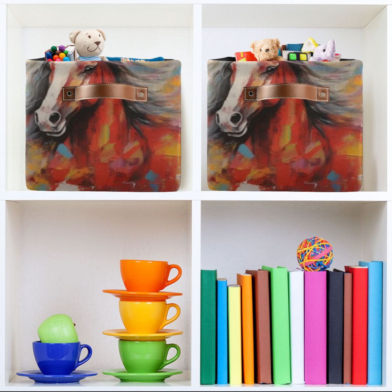 Horses Painting Storage Bins Baskets With Handles Storage Box Clothes Organizer Organization Toys