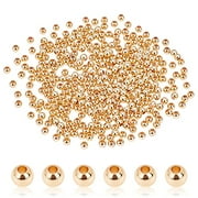 PH PandaHall 14K Gold Spacer Beads, 300pcs Smooth Round Beads 3mm Seamless Ball Beads Brass Loose Beads Metal Beads for Summer Hawaii Layered Necklace Bracelet Jewelry Making