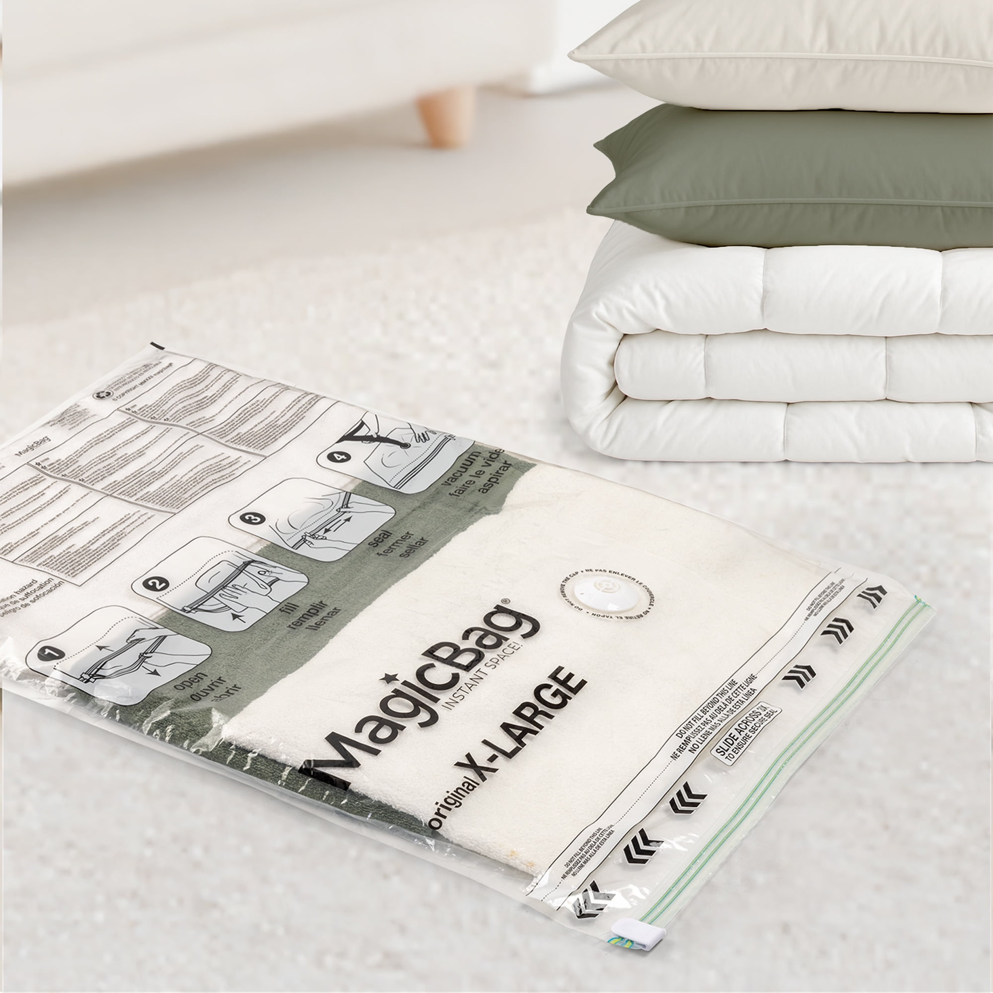 MagicBag X-Large Vacuum Storage Bag, 1 Pack Flat Compression Bag for Bedding, Space Saving & Airtight