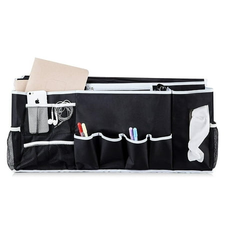 Bedside Caddy Organizer with 12 Pockets Hanging Storage Perfect for College Dorm Rooms and Bunk Beds. Large Size Holds Your Tissues, Books, Tablet, Phone, Water Bottle, and (Best College Dorm Room Accessories)