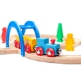 thumbnail image 3 of maxim enterprise, inc. 40 Pc Toy Train Set with Wooden Tracks and Cars, Straight and Curved Train Track Pieces, Railway Accessories Compatible with Thomas and Friends, Brio, and Other Major Brand, 3 of 6