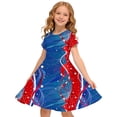 thumbnail image 1 of Odeerbi Niñas Día de La Independencia Vestido de Línea A Verano Patriótico Cuello Redondo Manga Corta Vestido Casual, 1 of 9