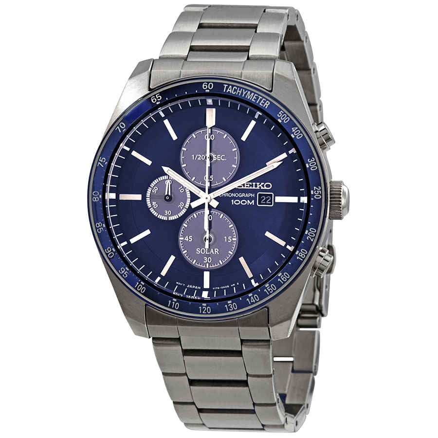 seiko solar chronograph blue dial