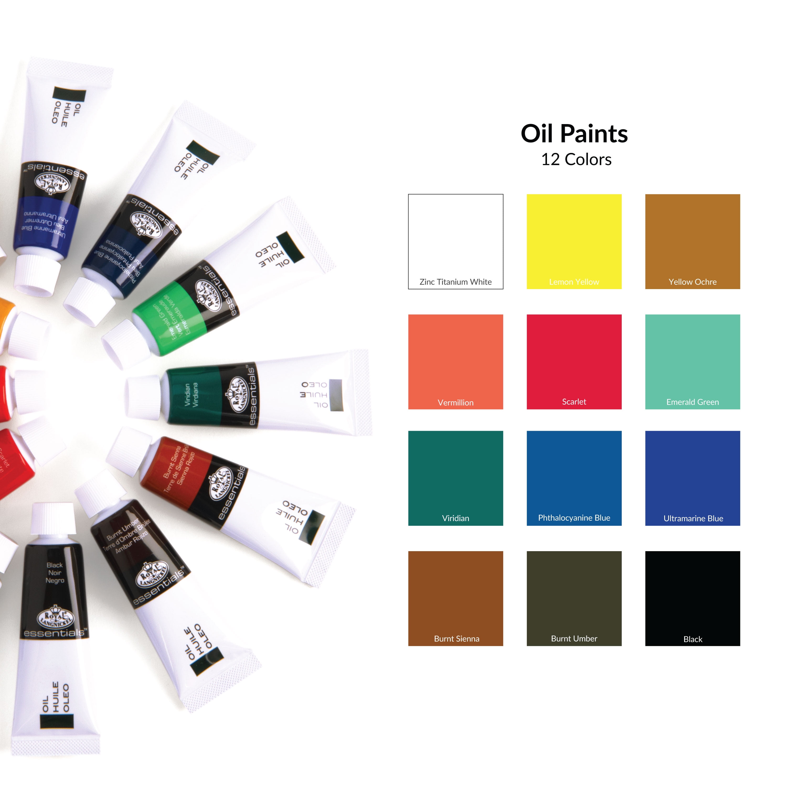(3 pack) Royal & Langnickel Essentials 12ml Assorted Colors Artist Oil Paint