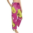 thumbnail image 2 of Naloa Pink Green Avocado Print Women’s Ultra-Soft Comfy Pajama Lounge Pants with Pockets & Drawstring, 2 of 8
