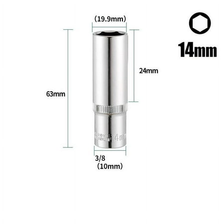 

1PC 3/8inch Deep Socket Adapter Hex Socket Wrench Heads Ratchet Tool 8-24mm