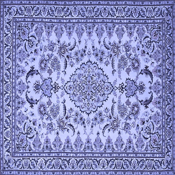 Ahgly Company Indoor Square Medallion Blue Traditional Area Rugs, 5' Square