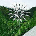 thumbnail image 3 of Molino de viento de metal único y mágico, escultura cinética impulsada por el viento 3D, hilandero de viento de metal solar, hilanderos de viento solares para césped para patio y jardín, atrapavientos, 3 of 5