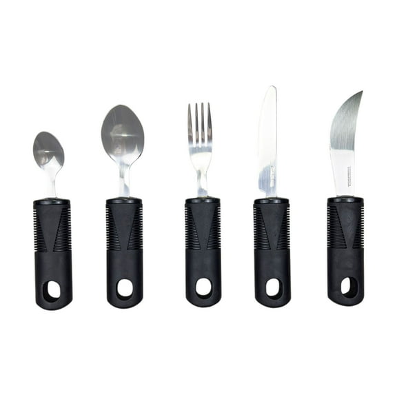 Cadorn Stainless Steel Adaptive Tableware Set with Anti-Shake Rubber-Plastic Handles – Disability-Friendly Knife, Fork & Spoon for Independent Eating