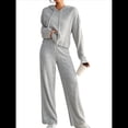 thumbnail image 3 of Conjuntos de Salón para Mujer, Pijamas de 2 Piezas A Juego, Moda de Otoño, Conjuntos de Punto Acanalado, Chándales Casuales de Larga Gris L, 3 of 10