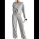 thumbnail image 3 of Conjuntos de Salón para Mujer, Pijamas de 2 Piezas A Juego, Moda de Otoño, Conjuntos de Punto Acanalado, Chándales Casuales de Larga Gris M, 3 of 10