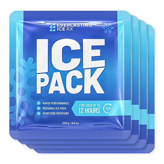 Rapid Performance Reusable Ice Packs for Lunch Boxes, Lunch Bags or Coolers | 4 Pack | Cold for Up to 12 Hours | Ice Packs for Cooler, Long Lasting for Camping, Beach, & School