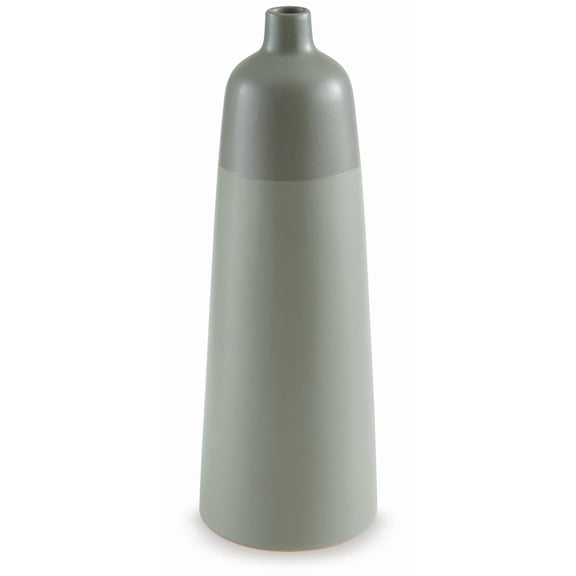 Signature Design by Ashley Peerland Vase, 15 Inch Sage Green Ceramic Decorative Accent