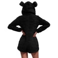 thumbnail image 6 of FNFYFH Women's Warm Fuzzy Hooded Romper Zip Up Fleece Onesies Hooded Sherpa Rompers Long Sleeve Short Playsuit Jumpsuit Loungewear, 6 of 8