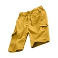 thumbnail image 3 of Rggeeun Toddler Boys Shorts Cargo Flap Pockets With Snap Closure Elastic Waist Solid Color Knee Length For Summer Everyday Use Versatile Bottoms,Yellow,12-13 Years, 3 of 6