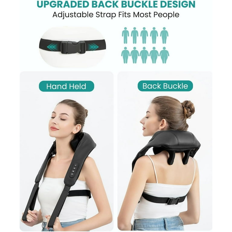 Nekteck Neck Massager Cordless 6D Shiatsu Neck and Back Massager Neck Massager for Pain Relief Deep Tissue Ideal Gift for Men and Women Ideal for Home Office and Car with Heat Black