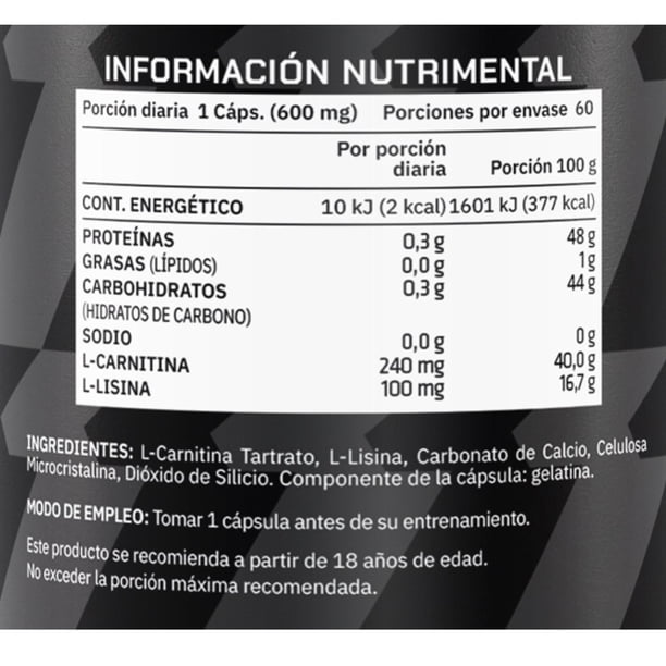 para que sirve la l carnitina de 600 mg Las gomitas L-carnitina sirven principalmente transportar grasas a las mitocondrias y convertirlas en energa. Produccin de energa: Moviliza cidos grasos a las mitocondrias para generar energa, ideal para L-CARNITINA Un aliado para