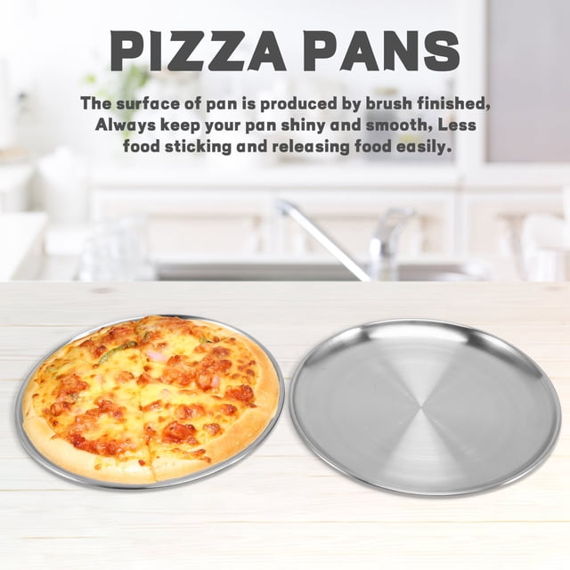 Ensemble de Moules à Pizza 10 Pouces, Plaques de Cuisson Rondes en Acier Inoxydable, Moule à Frire pour Cuisson et Service, Durable