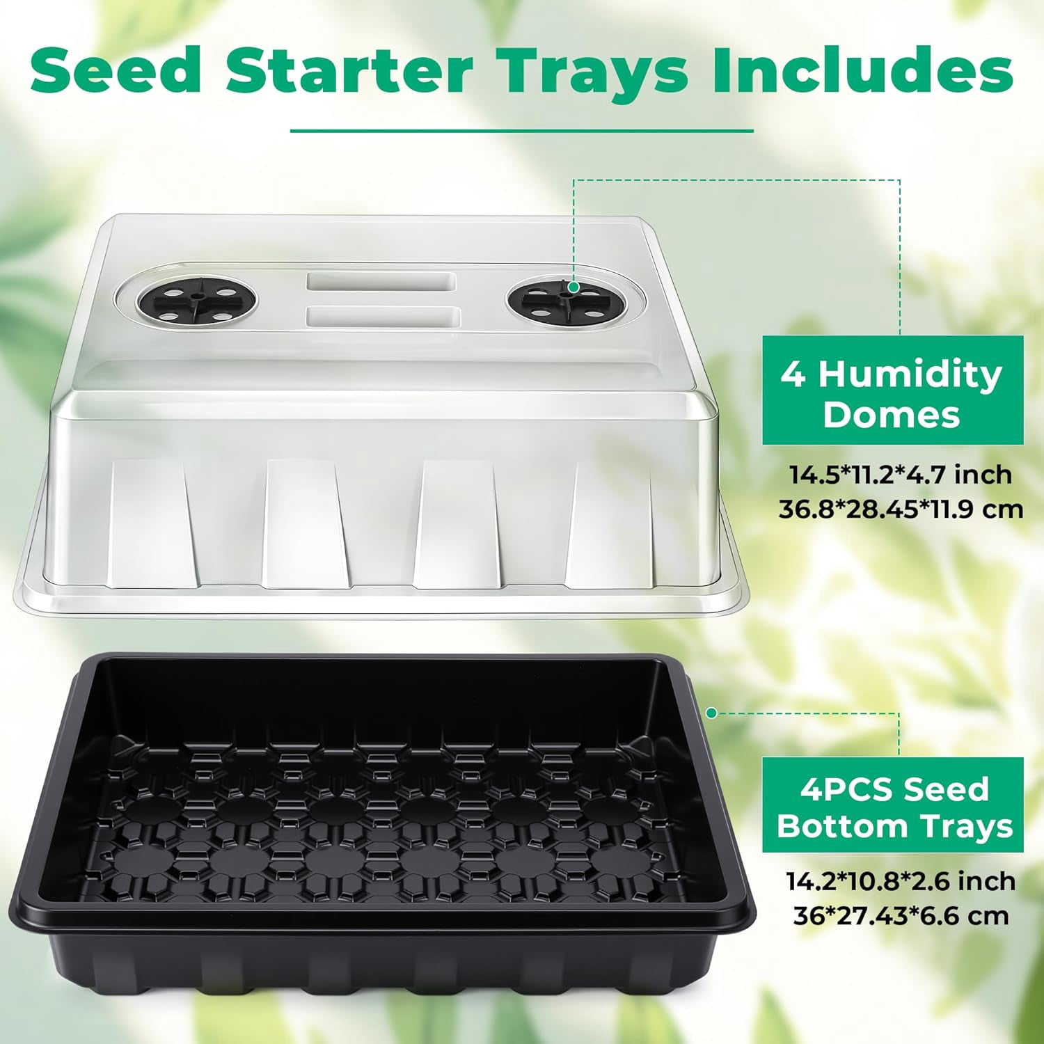 Seed Starter Tray, Seedling Starter Trays for Starting Plant Seeds, Indoor Gardening Plant Germination Trays, 4PCS