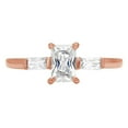 thumbnail image 4 of 0.8 ct Emerald Cut White Sapphire 3 Stone 18K Rose Gold Womens Engagement Ring, 4 of 5