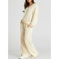 thumbnail image 3 of DOKOTOO Sweatsuits for Women 2 Piece Outfits Oversized Casual V Neck Sweatshirt with Wide Leg Sweatpants Tracksuit Jogger Set, 3 of 8