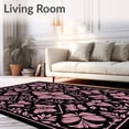 thumbnail image 2 of ODIKA 6'x9' Machine Washable Non-Slip Area Rug, Metamorphosis Lepidoptera Vintage Inspired High Traffic Rug with Pad, Black, 574768, 2 of 8
