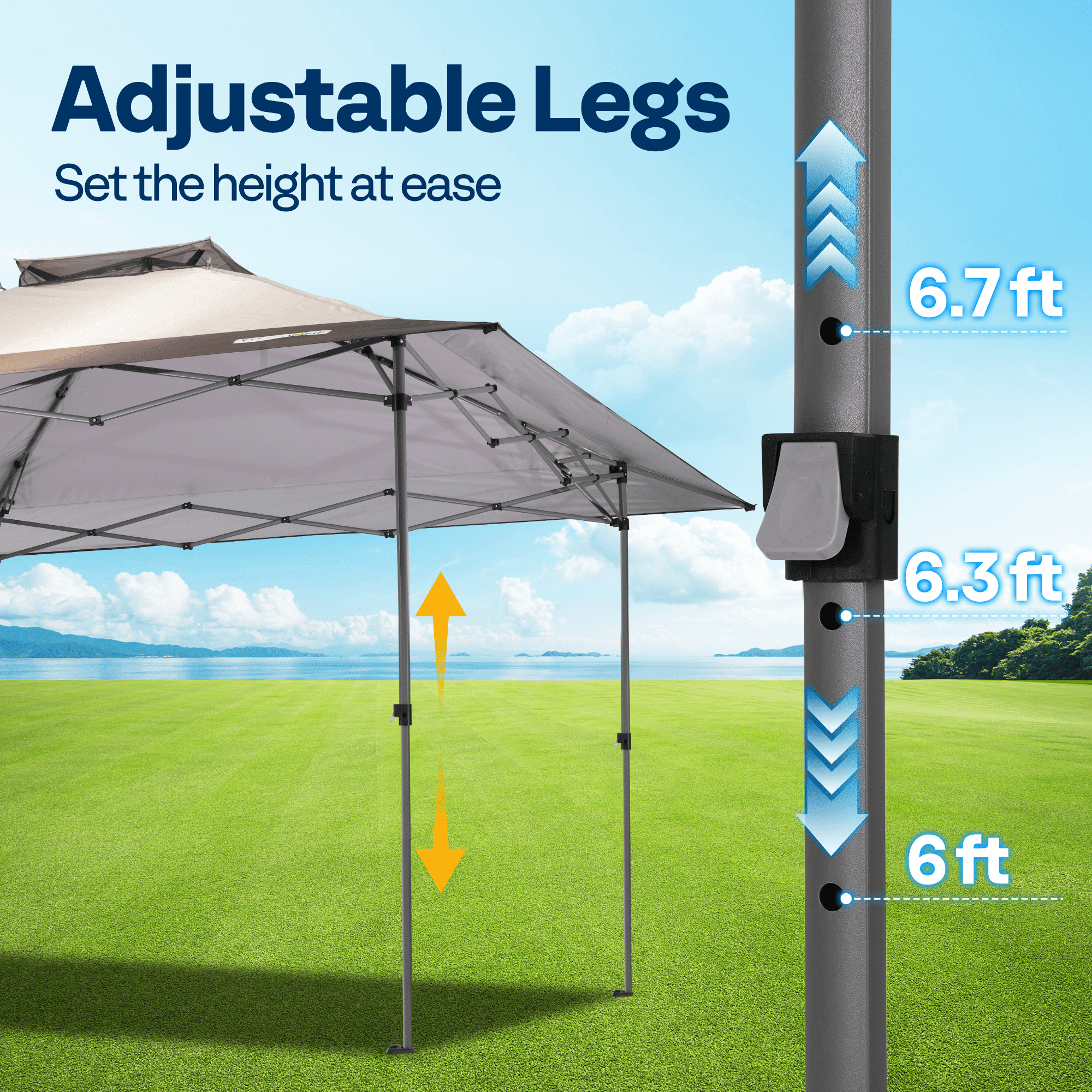 SPECSTAR Pop Up Gazebo 11x11ft Outdoor Canopy Tent with Mosquito Netting, 2 Tiers Roof and Center Lock for Patio Garden Backyard, Beige