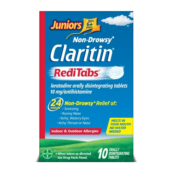 Claritin Juniors RediTabs, 24 Hour Non-Drowsy Allergy Medicine, Loratadine 10 mg, 10 Ct