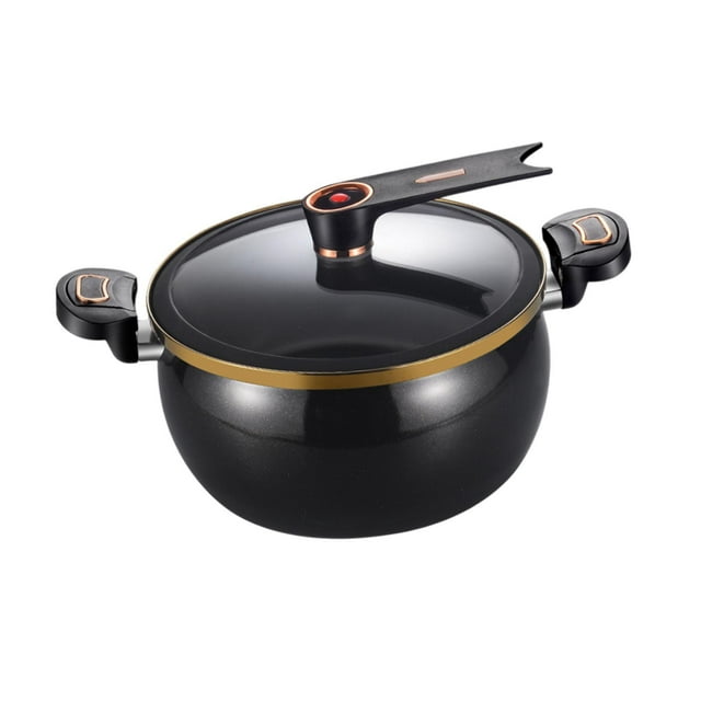 simhoa Micro Pressure Cooker Cooking Pot 8L Cookware Multifunctional Non Stick Sturdy Easy Clean with Cover Stew Pot Simmer Pot Black