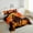 Orange and Black, variant on Western Cowgirl Bedding Set,West Style Cowboy Horse Comforter Set Room Decor,Vintage Sunset Quilt Bed Set Rustic Country Style Down Comforter 2Pcs