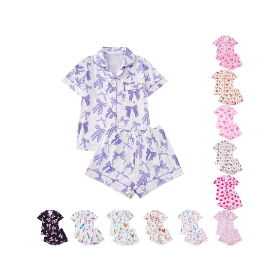 ZUBMGKTE Women's Pajama Sets: Short-Sleeve Button-Down Pajamas and Lounge Shorts Sets Pajama for Women