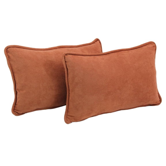 20-inch by 12-inch Double-corded Solid Microsuede Back Support Pillows with Inserts (Set of 2) 9811-CD-S2-MS-SP