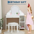 thumbnail image 1 of AKDSteel Kids Vanity Set with Lighted Mirror, 2-in-1 Girls Dressing Table & Stool, Makeup Vanity with Drawer and Open Shelves, 1 of 7