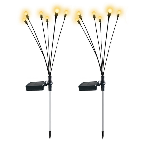 Lámpara Solar 2 Piezas Uso Conveniente Patio para Exteriores (luz Cálida + 6 LED)